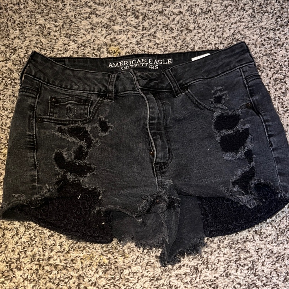 black denim shorts